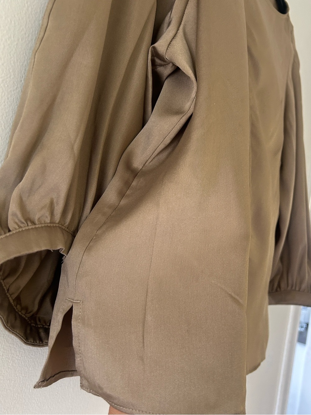 DKNY Brown Asymmetric Silk-Blend Blouse - Picture 4 of 8